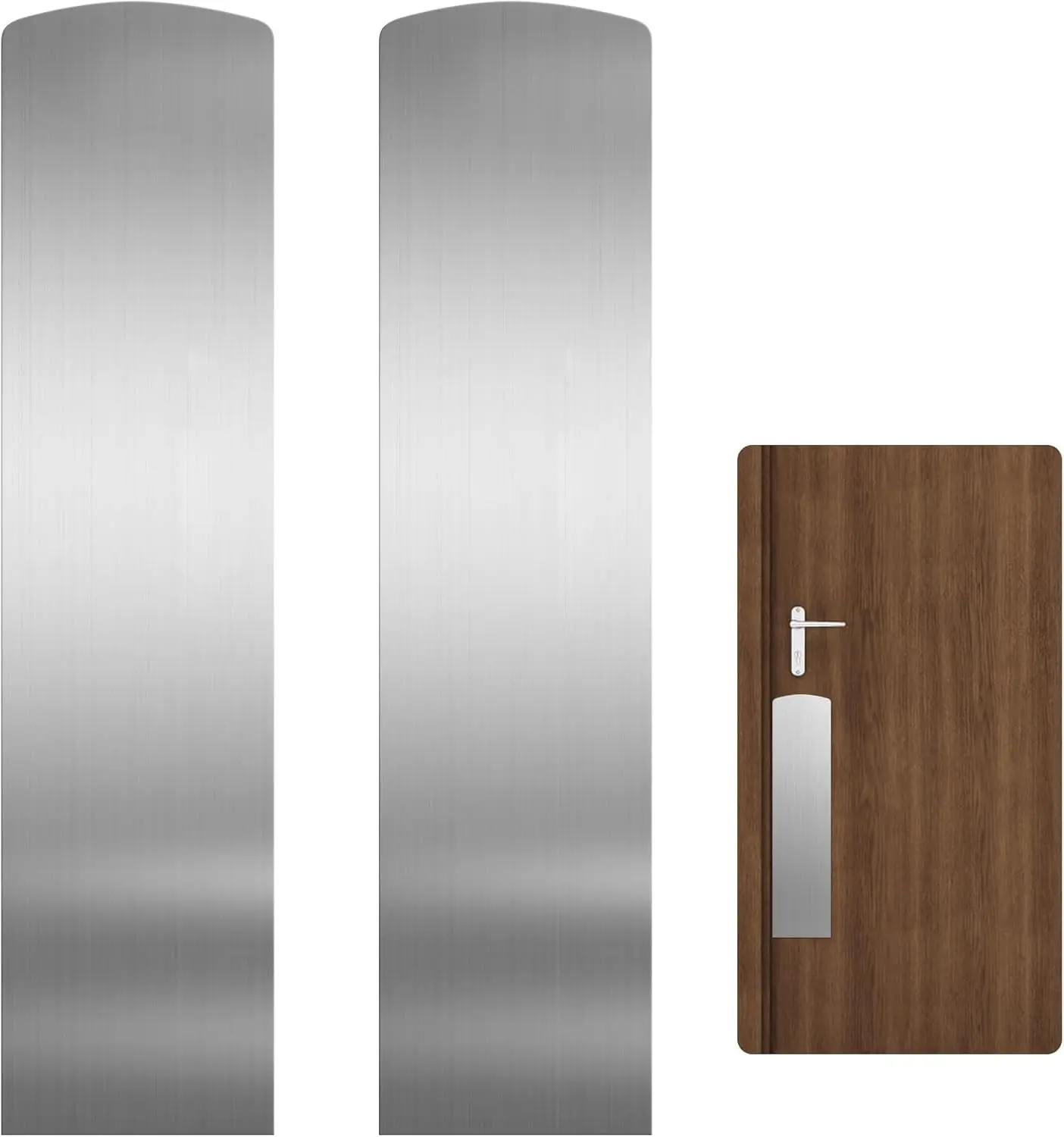 2 Pcs Door Scratch Protection Plate 4" x 16", Stainless Steel Push Plate, Self Adhesive Kickplate for Interior, Exterior Doors (Brushed Nickel)