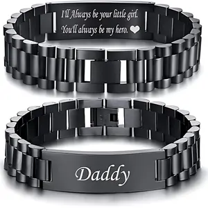 Masculine Watch Band Link Bracelet Personalized Jewelry Gift for Men DAD Father Husband Boyfriend