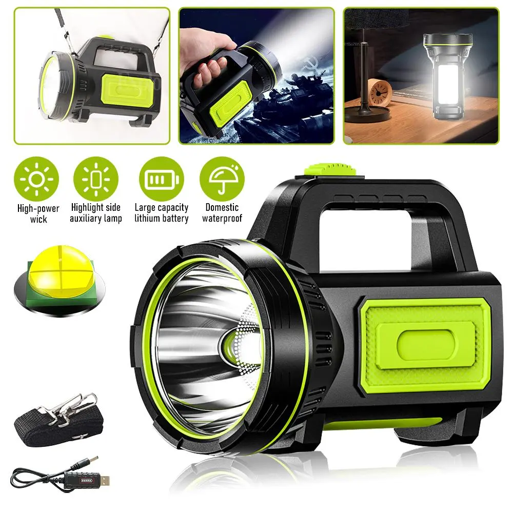 High-Powered EDC Flashlight - USB Rechargeable Tactical Torch with 2000mAh Lithium Ion Batteries, Multiple Lighting Modes, Portable for Adult Outdoor Camping, Home Improvement Emergencies, Bubble Pack, Mini Pocket Portable Torches