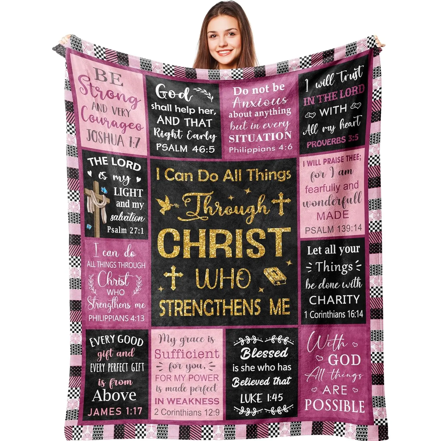 Christian Gifts for Women, Christian Baptism Gifts, Baptism Gifts for Girls, Religious Gifts, Inspirational Gifts for Women, Confirmation Gifts for Teen Girls, Religious Christian Blanket  Printed on One Side, Valentines  Gifts for Women Men