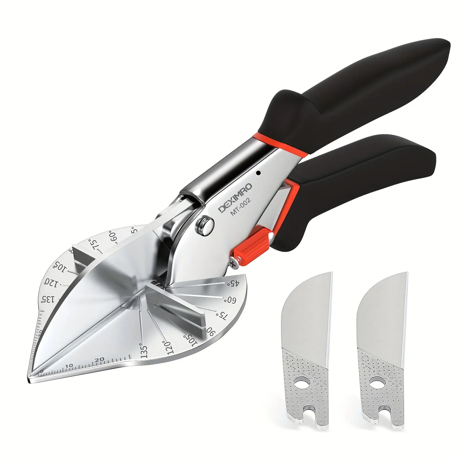 Adjustable Miter Trim Shear Cutter, 45 °   to 135 °   Multi-Angle Cutting Tool with Extra Replacement Blades, Precise Cutting for Moulding, Quarter Round, Wood, PVC and Plastic, Practical Carpentry Gadget for DIY Home Improvement Projects