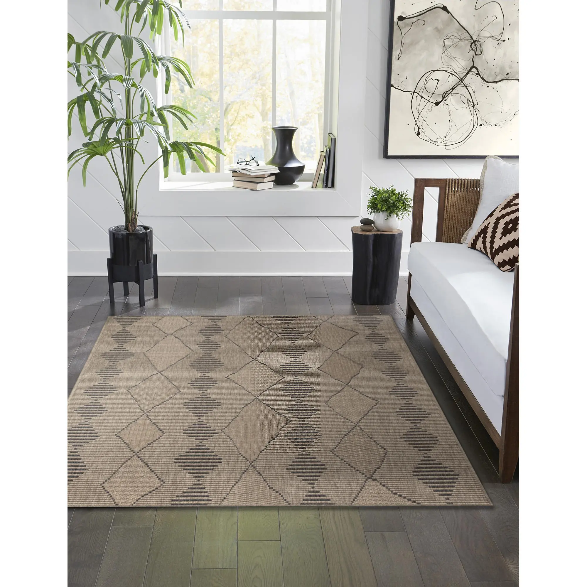 Lush Decor MONACO Power Loomed Polypropylene Easy Care Area Rug - Transitional Geometric Diamonds, Contemporary Home Decorative, Indoor, Casual Flatweave Outdoor, Contemporary Decorative Rug, Indoor Area Rugs