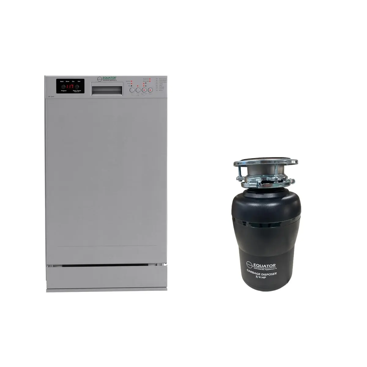18-in E-Star Stainless Steel Dishwasher with 360 Stand (Model SB 1840) - 10-Place Setting, Quiet Operation, 110V Plug, ADA Certified + 3/4 HP Garbage Disposer (Model GD 075), Kitchen Appliances, Large Home Appliances