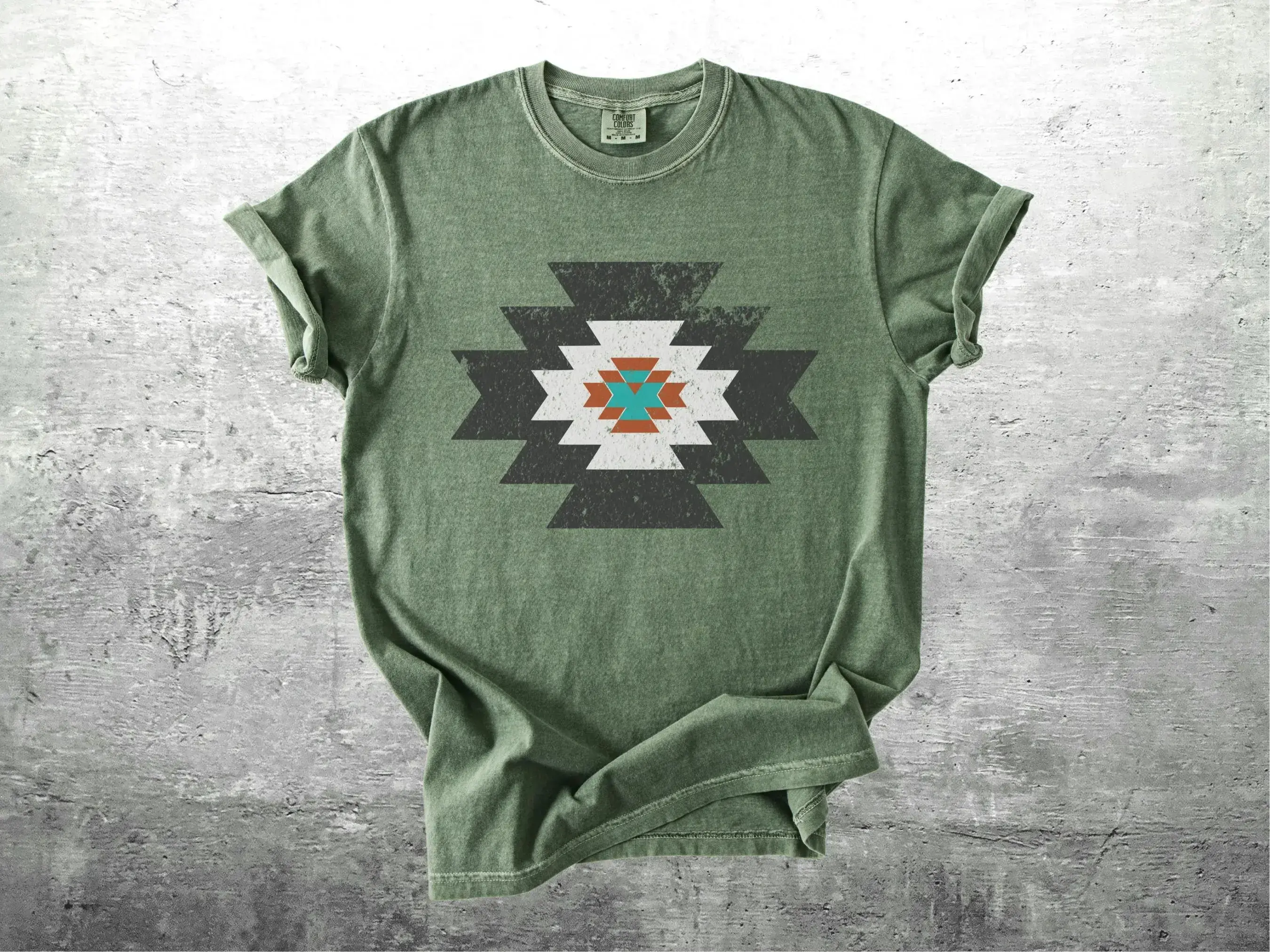 Comfort Colors Aztec Pattern T-shirt, Southwestern Shirt, Vintage Western Shirt, Cowgirl Aesthetic, Oversize, Womens, Mens, Unisex Comfort Colors T-shirt