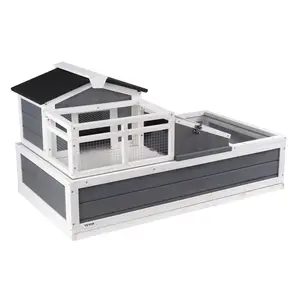 VEVOR 3-Room Tortoise House,Tortoise Habitat with Balcony & 2 Stories, Wooden Tortoise Enclosure Indoor & Outdoor with Ramp, Tray, Openable Roof, Large Reptile Cage, 44" x 25.6"x 24"