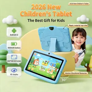 New 7-inch children's tablet with Android 13 system, 4GB RAM, 64GB ROM, parental control, equipped with educational learning software, dual cameras 2MP+5MP, 8-core, exquisite multi-color shell that can support the shell