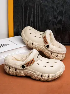 Women's Winter Fleece Lined Slip-On Shoes, Detachable Plush Inner Layer, Thick Sole, Warm Design for Snowy Cold Weather, Outdoor Casual Shoes, Thick Sole Slippers
