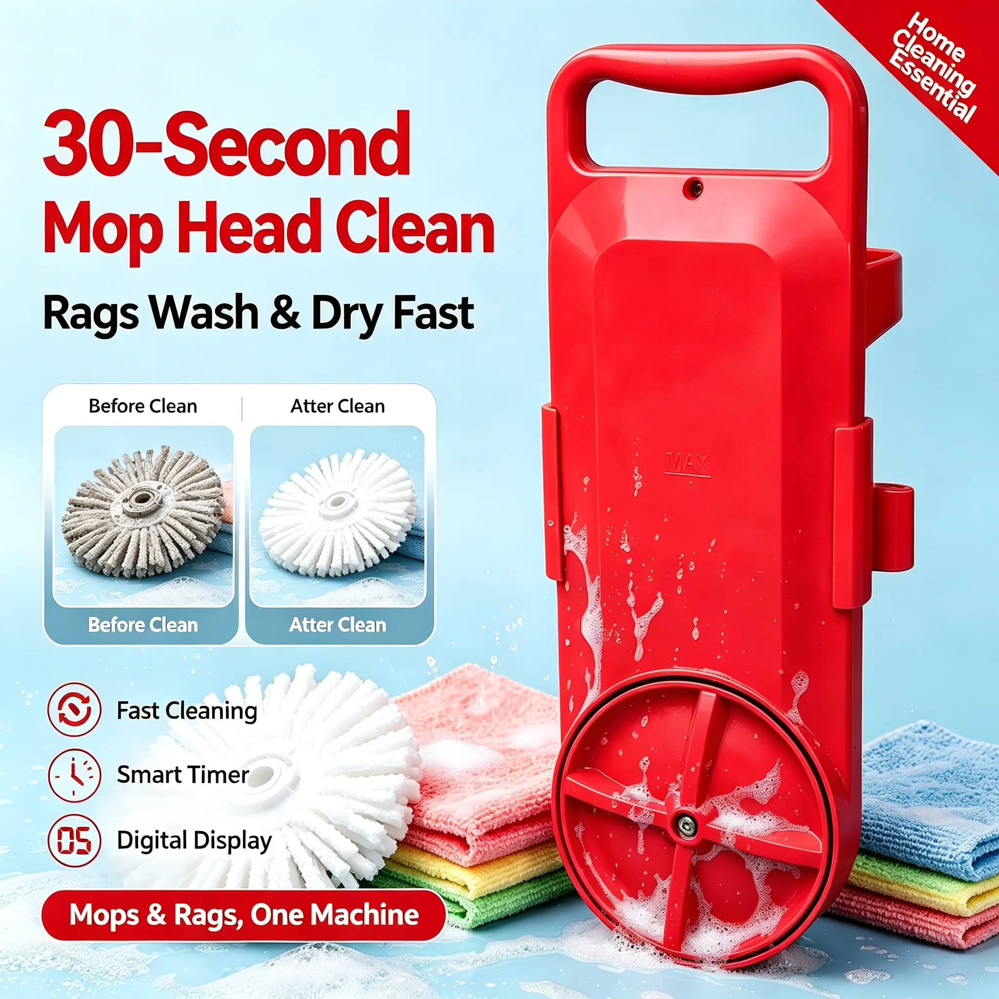 [Bucket Not Included] Compact Laundry Washer - Corded Semi-Automatic Portable Mini Washer, 150W, 17.4×6.5×6.9 Inches, ABS Plastic, Digital Timer, Rotates Dual-Way, for Underwear/Socks, Apartment/Dorm Use (Washboard Included)