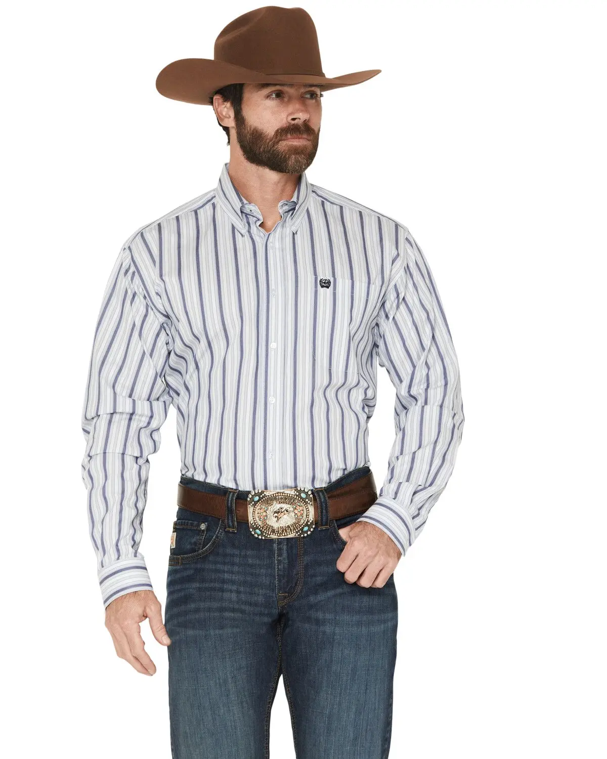 Cinch Men's Men'S Vertical Striped Long Sleeve Button-Down Western Shirt - Mtw1106077