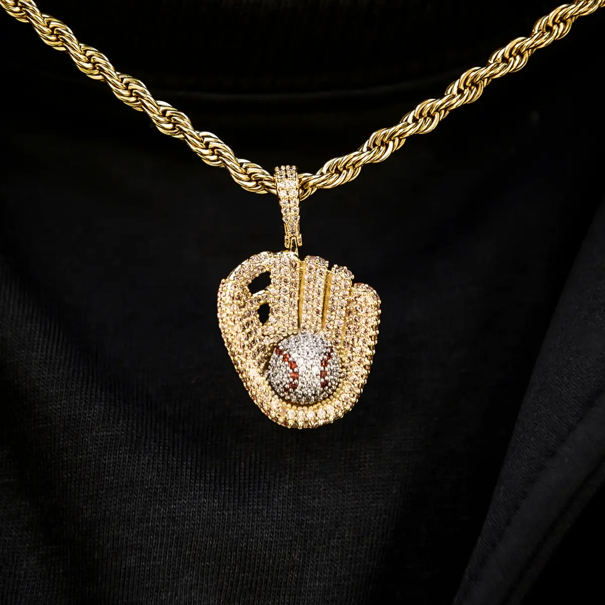 GLD Iced Baseball Pendant in Yellow Gold, 18k Gold Plated, Life Guarantee - Perfect Gift(Chain Not Included) #tiktokshopsummersale