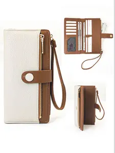 New Rfid Anti-Theft Vintage Commuter Women's Wallet, Multi-Function Trifold Long Wallet, Card Slots ID Window Cash Phone Holder