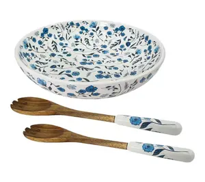 Temp-tations Seasonal 4-qt Shallow Serving Bowl w/ Wood Servers Temp-tations Seasonal 4-qt Shallow Serving Bowl w/ Wood Servers