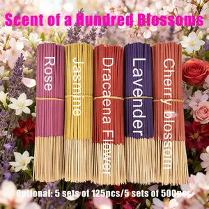High-Quality Floral Incense Sticks Set, Includes Rose Jasmine Dragon Blood Tree Lavender Sakura Scents, Natural Powder Material, Home Decor Yoga Long-Lasting Aroma, Scented Home Fragrance