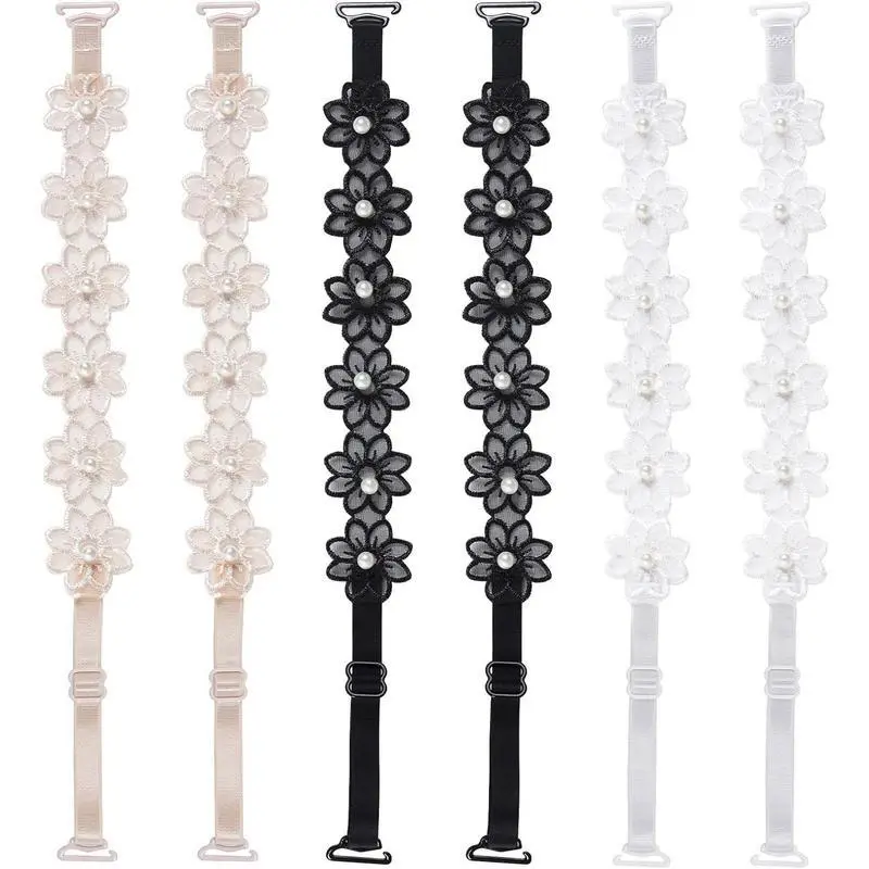 (New) 3 Pairs Women's Lace Flower Elastic Adjustable Bra Strap Replacement Accessories, Sports & Outdoor Clothing Shoulder Straps