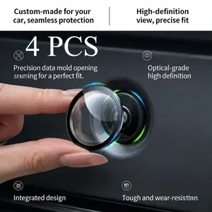 4-Pack High Transparency Scratch-Resistant Car Camera Protection Covers, 360° Full View Lens Guards, Anti-Shock High Definition Camera Shields, Accessories