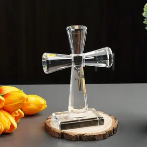 Crystal Glass Standing Cross, Holy Cross for Religious Decor, Gift for Christmas, Easter, Baptism, Confirmation, First Communion, Wedding