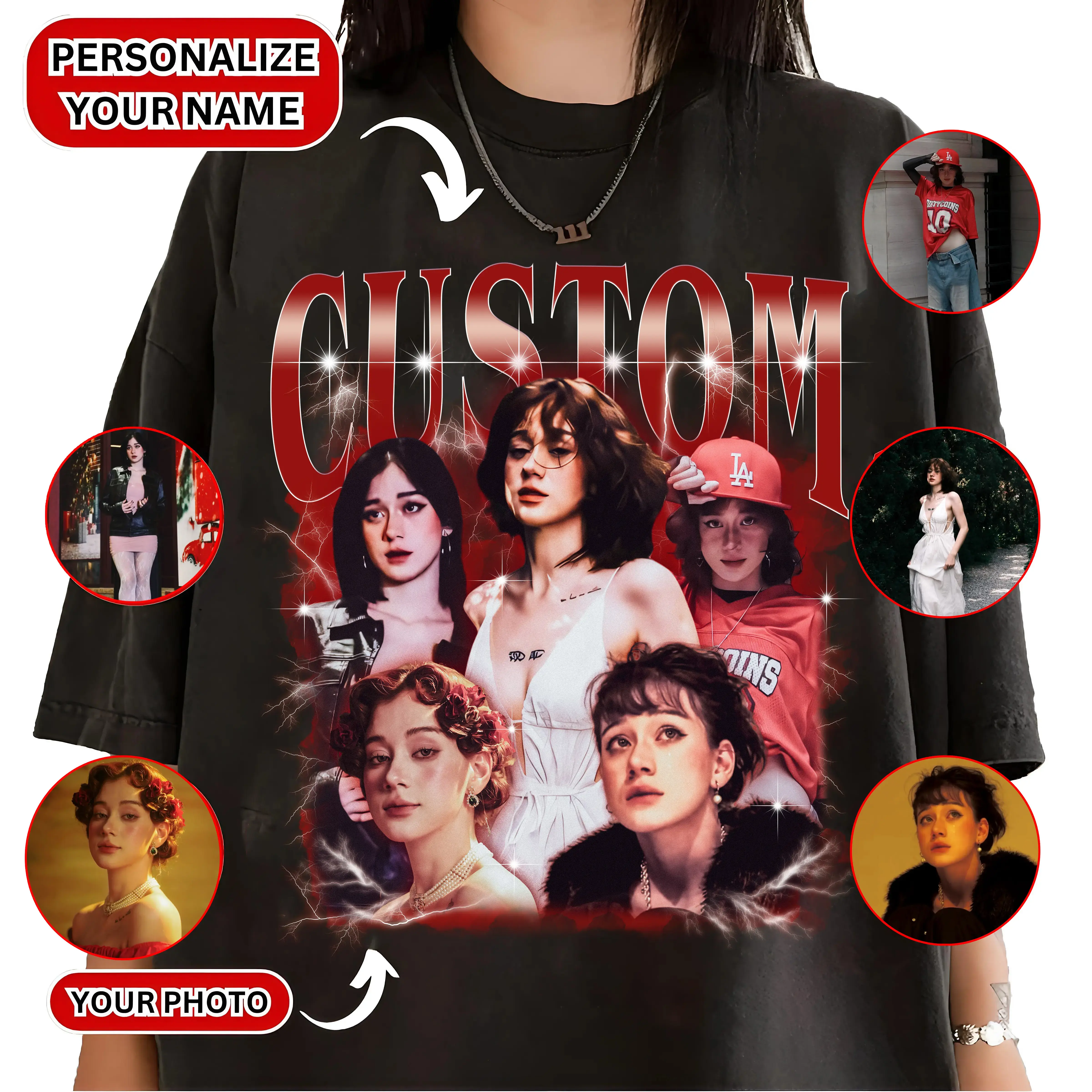 Custom Bootleg Rap T-Shirt, Custom Face Shirt With Name, Graphic Tee, Birthday, 90s Graphic Tee Style, Personalize Your Name, Gift For Him, For Her