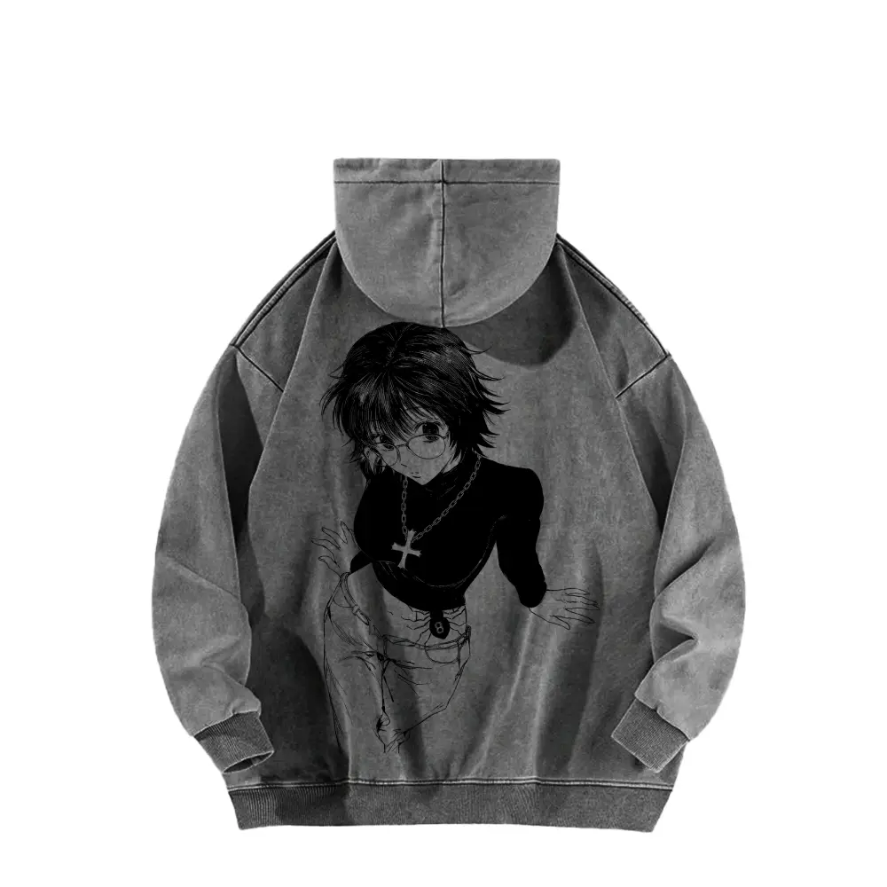 Hunter x Hunter Shizuku Acid Wash Hoodie Anime Fashion,Streetwear ouffit,gym fit,casual daily wear,spider eight