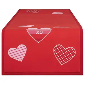 Design Imports 14" x 54" Embellished Hearts Tab le Runner