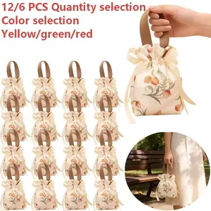12/6PCS reusable durable canvas bundle gift bag Goodie Bag Stuffer - elegant storage bag, suitable for jewelry, candy, party gifts, party favor, wedding decorations, Christmas, Valentine's Day and Spring Festival gifts.