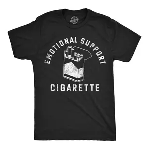 Mens Funny T Shirts Emotional Support Cigarette Sarcastic Smoking Graphic Novelty Tee for Men Mens Funny T Shirts Cool Vintage Fashion T-Shirt Gift Classic Menswear Funny Sarcastic Short Sleeve Novelty Tees for Black -