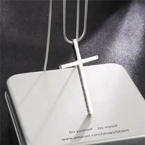 Cross Necklace for Men Inspirational Bible Verse Cross Pendant Stainless Steel Cross Chain 22inch Christian Jewelry Meaningful Religious Gift for Boys