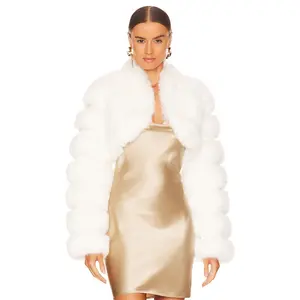 Adrienne Landau Faux Fox Fur Short Jacket in Snow White