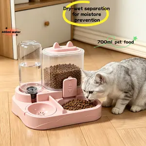 2-in-1 Large Capacity Cat Feeder & Water Fountain Wet-Dry Separation Perfect for Indoor Pets to Stay Hydrated & Eat Healthily Cat Food & Water Dispenser Durable BPA-Free Plastic Construction Cat & Dog Bowls Cat & Dog Bowls cat stuff for indoor
