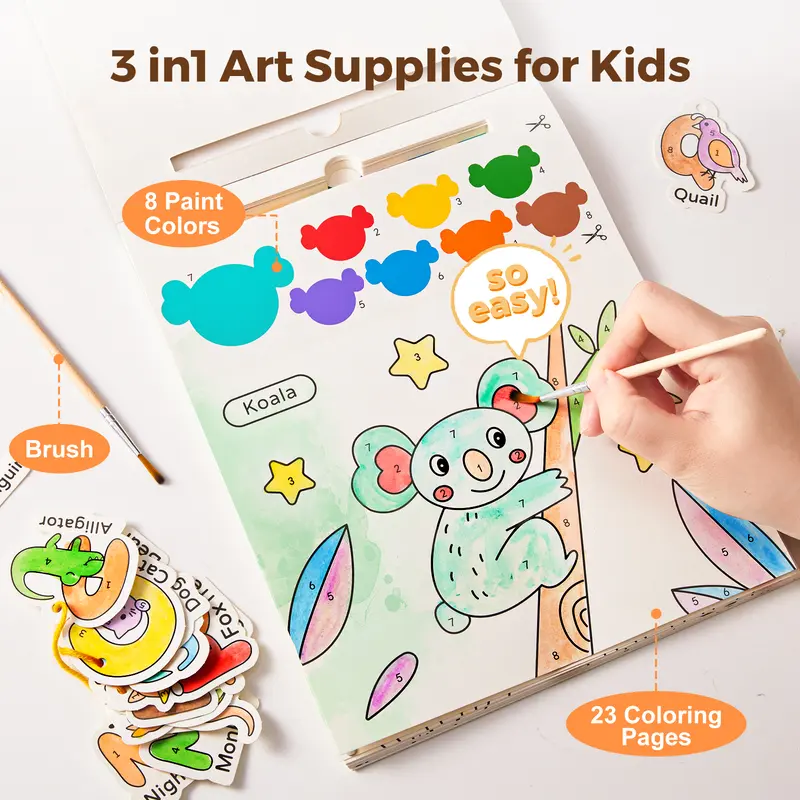 Jar Melo Water-Activated Coloring Book Set - 3-in-1 Design Mess-Free Unisex Kids Educational Arts & Crafts Painting Supplies, Creative Craft Kit, Ages 4+,gift for kids