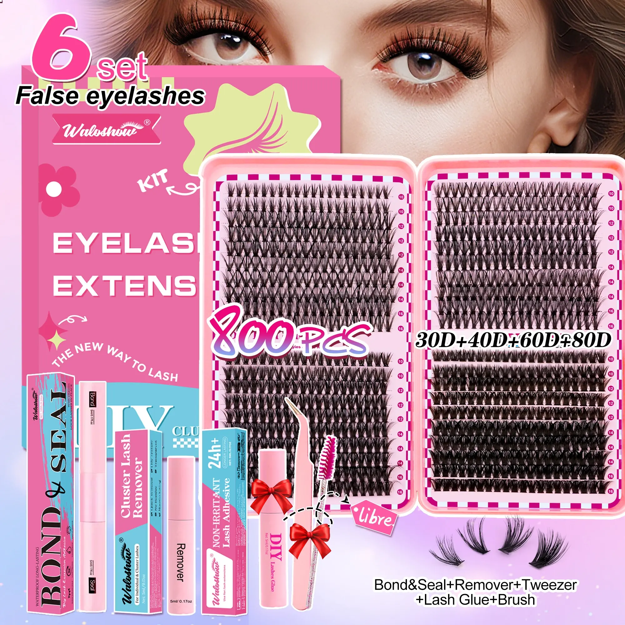 DIY Eyelash Extension Kit, D Curl Individual Lashes, 10-16mm Length Options, 20D to 80D Styles Available, Solid Form, Easy Application, Eyelash Extensions Set