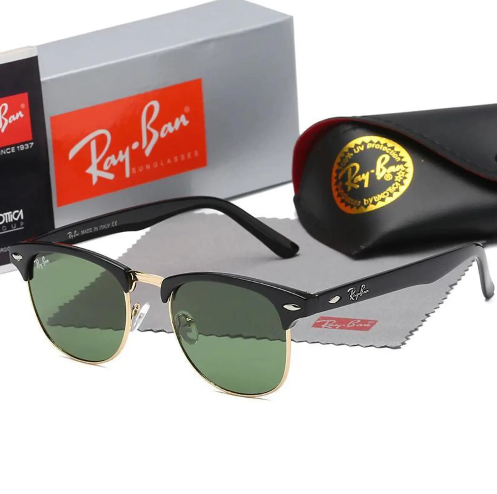 Ray-Ban Clubmaster Classic Sunglasses for Men & Women | Polarized UV400 Square Browline Vintage Eyewear for Driving & Outdoor