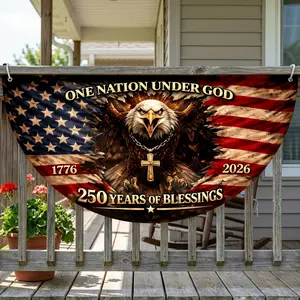 One Nation Under God Patriotic Eagle Flag Banner 1776 2026 America 250th Anniversary Decor Christian Faith USA Flag 250 Years Of Blessings Outdoor Porch Fence Banner Independence Day July 4th Patriotic Gift summerwins,summerwins