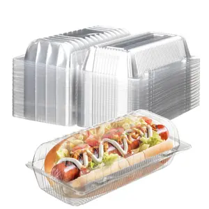 60Pcs Plastic Hot Dog Container 8.86 x 3.94 x 2.76 Inch Take Out Containers with Hinged Lid for Salads, Desserts, Sandwiches, and Cookies Kitchenware - Home Improvement.