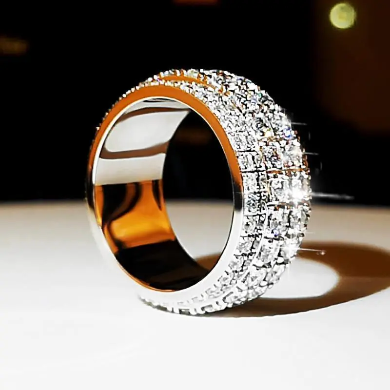 Moissanite Ring Men's 18K Platinum Diamond Ring European and American Shining Luxury Starry Running Finger Exquisite