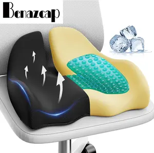 Benazcap Gel Seat Cushion for Office Chair, Ergonomic Gel & Memory Foam Coccyx Pillow for Sciatica & Back Relief, Ideal Gift for Family & Friends