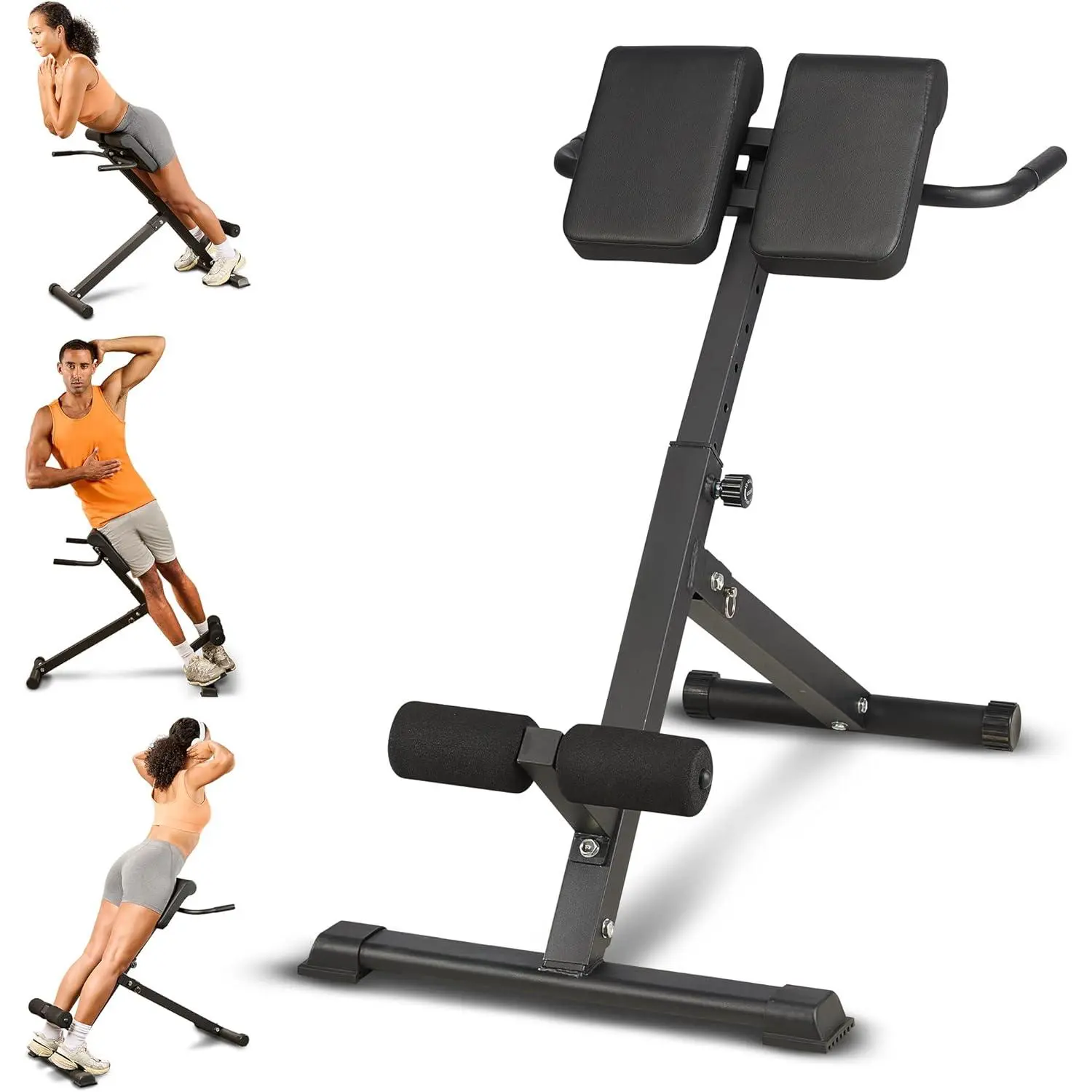 Hyperextension Bench for Strength Training – Adjustable Back Extension Machine, Ab Bench & Foldable Sit-Up Bench for Athletes, Core Work & Home Gym Workouts
