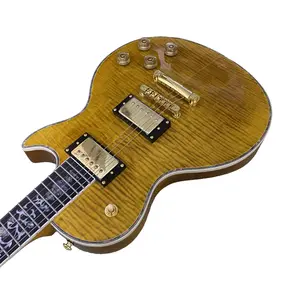 Vintage Yellow Flame Maple Top lp Guitar Tree Of Life Abalone Shell Inlay Gold hardware