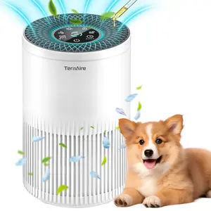 TeraAire Air Purifiers for Home, Air Purifier with PM 2.5 Air Quality Monitor Cover Up to 1235 Ft², Air Filter Cleaner with 5 mode Light, Sleep Mode, Timer, Fragrance Sponge for Smoke, Odor, Dander, Pollen