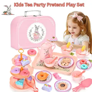 Kids Tea Party Pretend Play Set – Bunny Kitchen Toy Set with Teapot & Cups, Princess Birthday Gift, Perfect Easter Basket Stuffer for Girls Ages 3-5