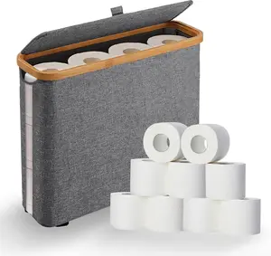 Heavy Duty Toilet Paper Holder with Handle, 12+ Roll Large Storage Bin - Bathroom Organizer, Toilet Paper Rack for Bulk TP Under Sink Cabinet