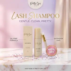 Lash Extention Shampoo and Brush Tool 50 ml 1.69 fl oz Foaming Lash Shampoo Kit, Eyelash Exension Cleaner, Lash Extension Supplies for Salon and Home Use, Makeup Remover, Eyelid Cleanser