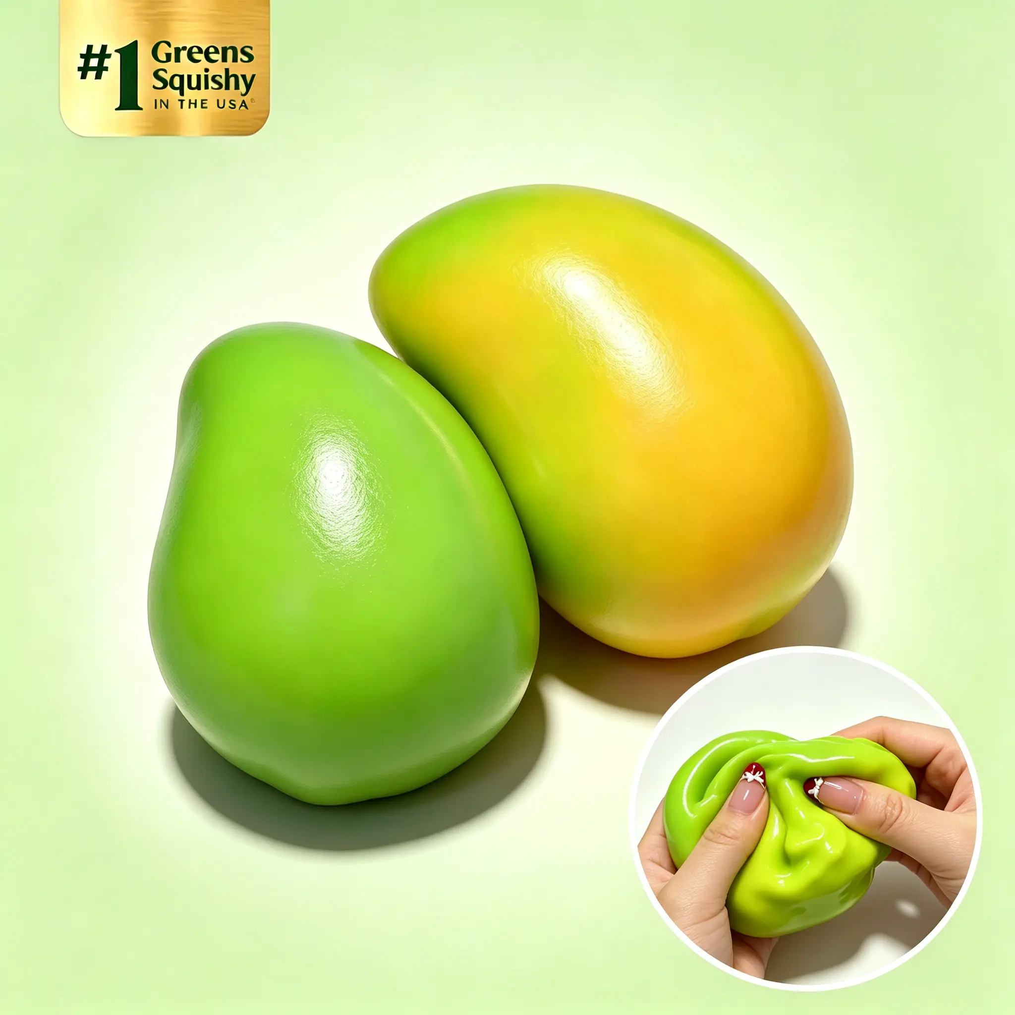 Handmade Viral Color Changing Mango Squishy, Crunchy ASMR Stress Ball (Green to Yellow),  Heat-Activated Bead Filled Fidget Toy, Slow Rise Desk Companion & Fun Gift for All Ages