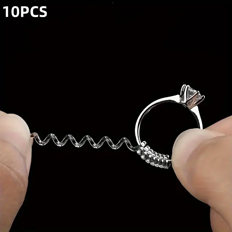 10 Pcs Invisible Ring Sizer Set, Adjustable Transparent Silicone Ring Spacer Tool, 4 Sizes, Unisex Wedding DIY Jewelry Accessory