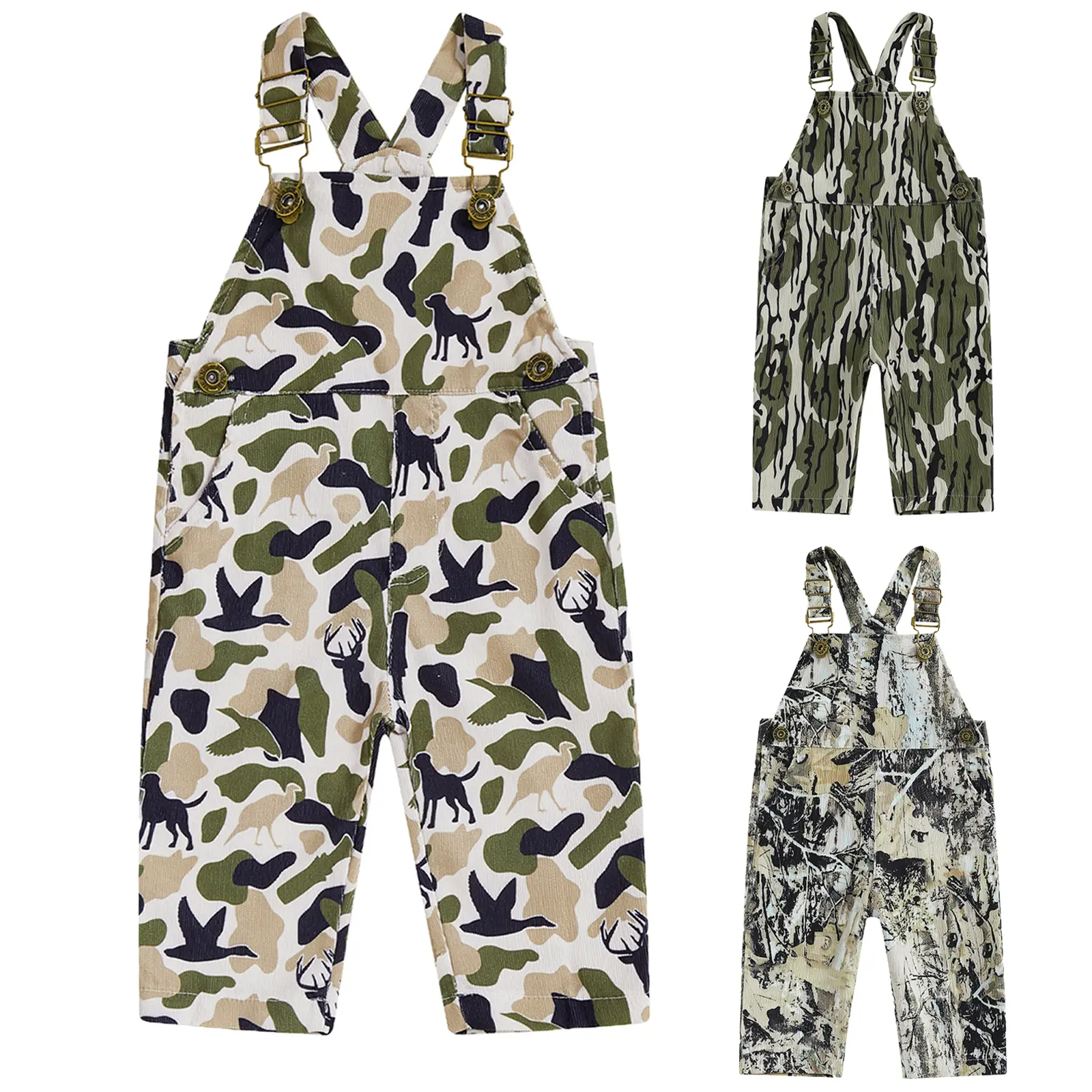Infant Baby Boy Camouflage Deer Mallard Duck Print Overalls Toddler Hunting Jumpsuit Sleeveless Suspender Pants Unisex Casual Romper
