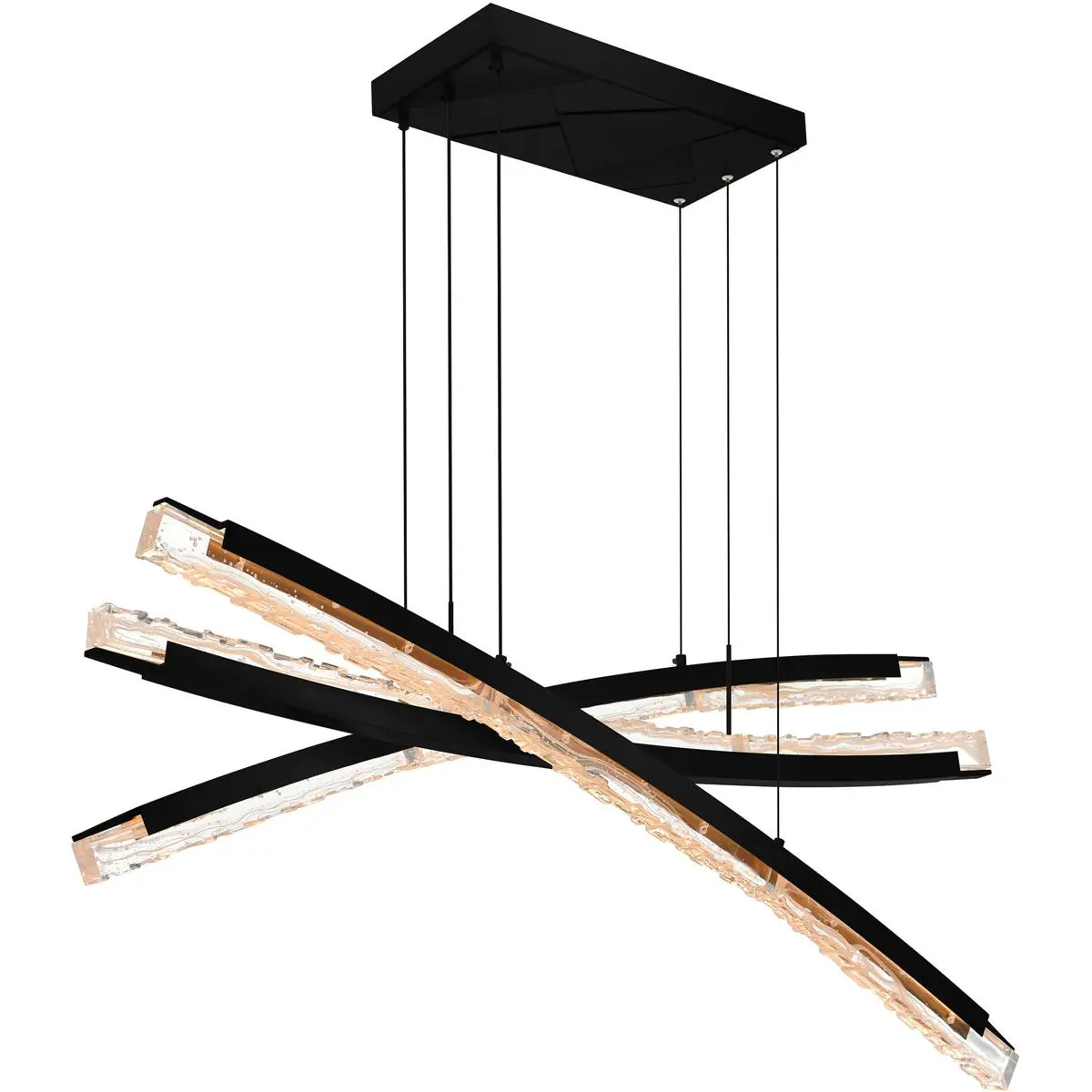 CWI Lighting Saber LED 50 inch Black Chandelier Ceiling Light 1710P50-3-101