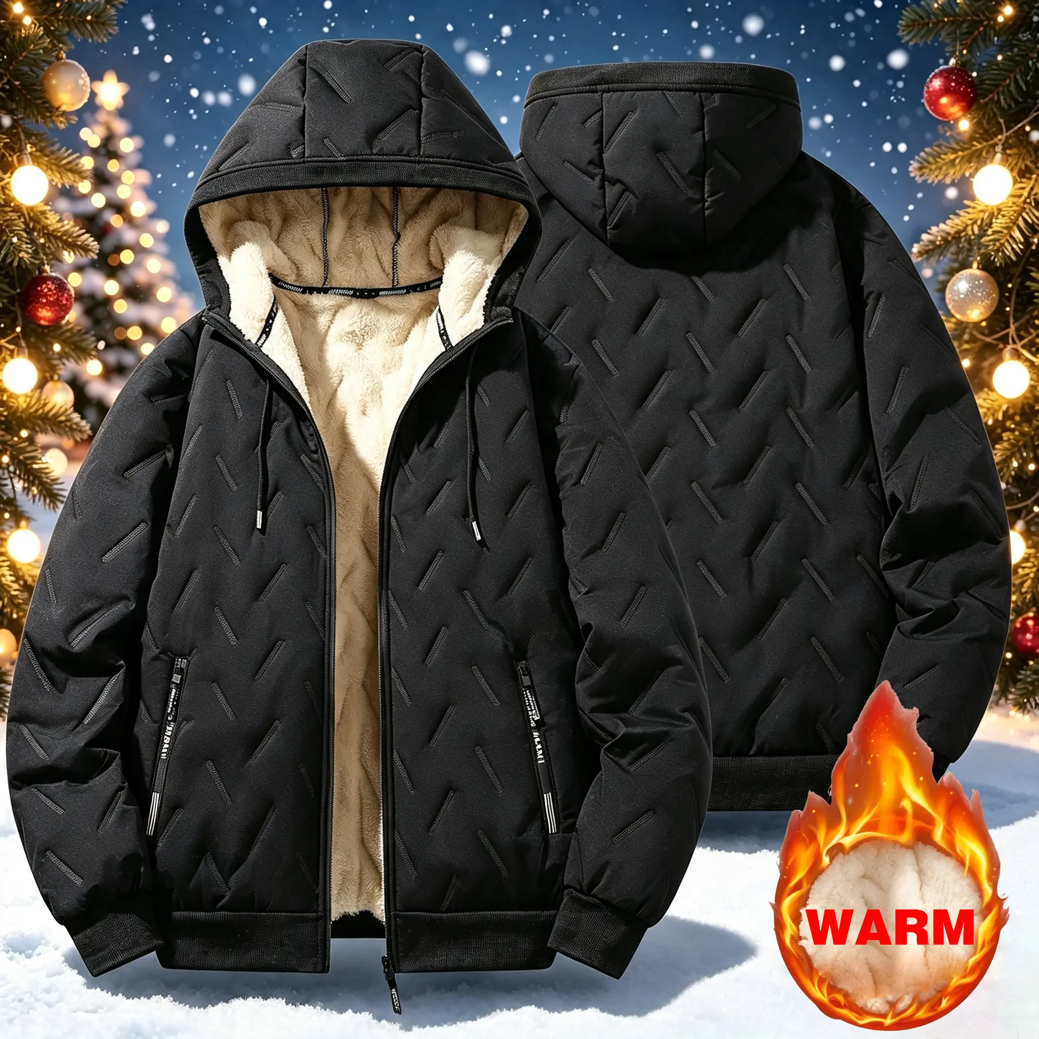 Autumn and winter loose and large size outdoor new style men's fleece and thickened cotton jacket with plush lining, hooded, windproof and waterproof, youth commuting warm cotton jacket, versatile outerwear