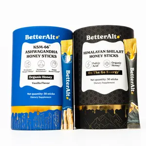 BetterAlt Cortisol Reducer Duo | GOLD+ Shilajit Honey Sticks & KSM-66 Ashwagandha Honey Sticks | Dietary Supplement for Energy & Focus | 60 Sticks