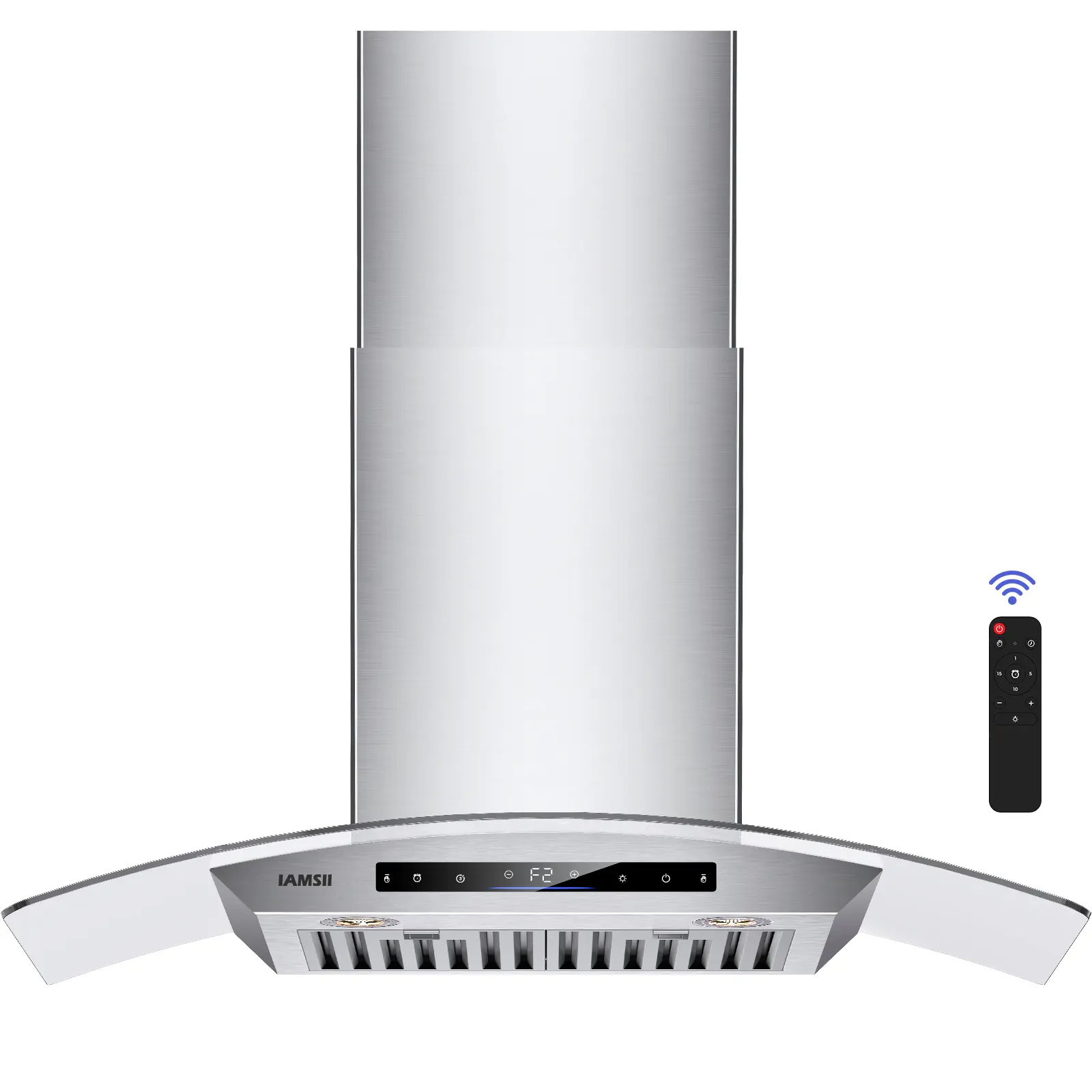 30-in Wall Mount Range Hood, 900 CFM Kitchen Vent with Gesture & Remote Control, Ducted/Ductless, Stainless Steel with Tempered Glass, LED Light, US Plug, Smoke Removal, Grease Filter