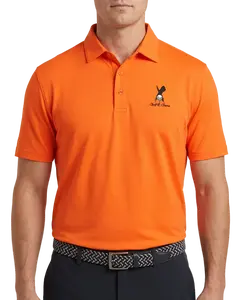 Blaze Orange Polo Shirt - Short Sleeve, Button Front, Polo Style, Orange Fabric, Ideal for Outdoor Activities, Athletic Wear
