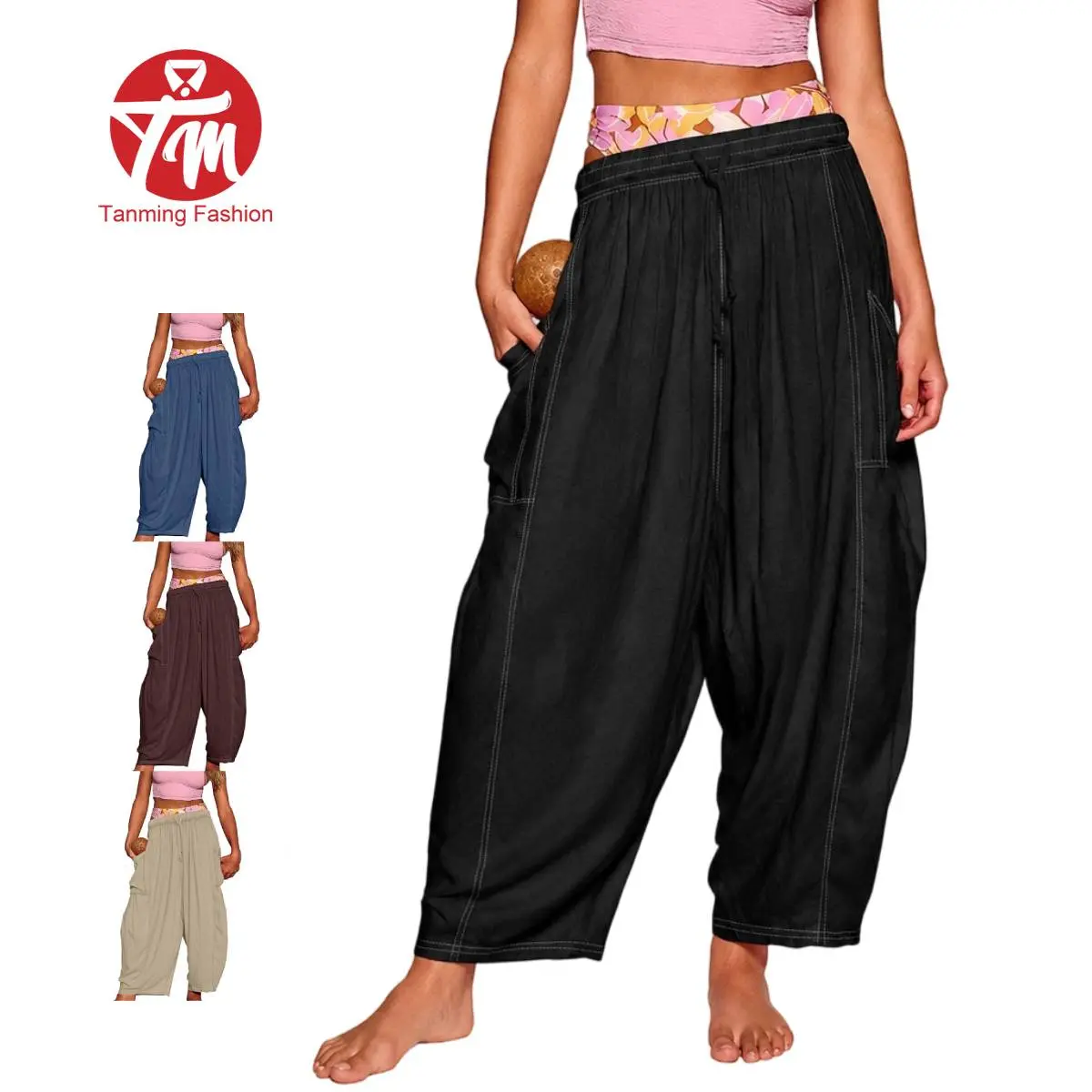 Tanming Womens Baggy Barrel Pants Wide Leg Lounge Drawstring Sweatpants with Pockets for Summer Springfresh  #SpringStatements